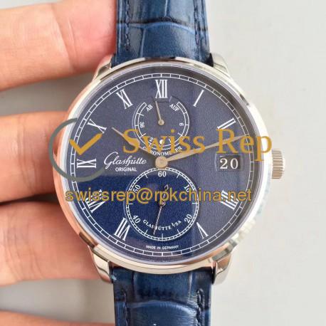 Replica Glashutte Original Senator Chronometer 1-58-01-05-34-30 N Stainless Steel Blue Dial Swiss 58-01