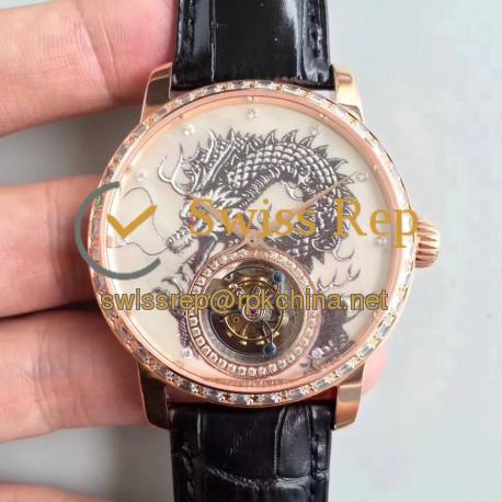 Replica Vacheron Constantin Patrimony Tourbillon N Rose Gold & Diamonds Dragon Dial Swiss Tourbillon