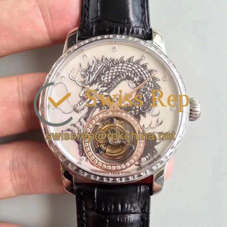 Replica Vacheron Constantin Patrimony Tourbillon N Stainless Steel & Diamonds Dragon Dial Swiss Tourbillon