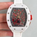 Replica Richard Mille RM011-FM Felipe Massa Flyback Dubai Chronograph KV White Ceramic Black & Red Skeleton Dial Swiss 7750