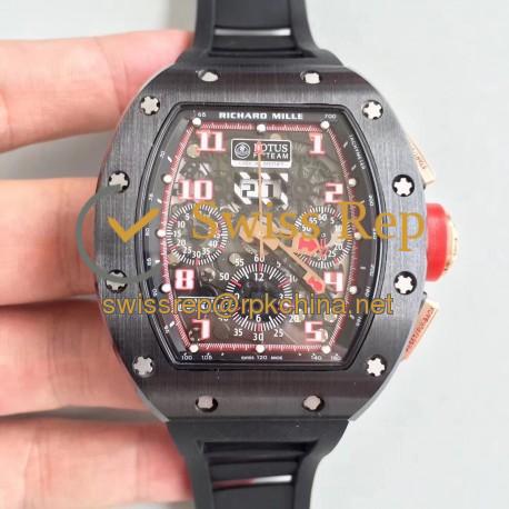 Replica Richard Mille RM011-FM Felipe Massa Flyback Dubai Chronograph KV PVD Black & Red Skeleton Dial Swiss 7750