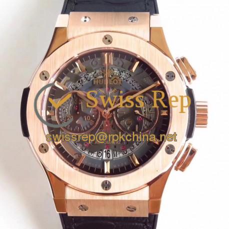 Replica Hublot Classic Fusion Aerofusion Chronograph King Gold 525.OX.0180.LR HBB V6 Rose Gold Black Skeleton Dial Swiss 7750