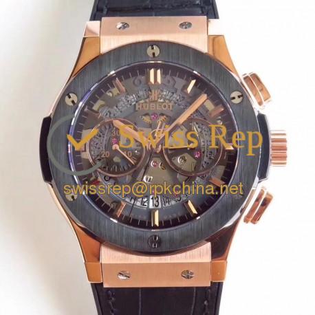 Replica Hublot Classic Fusion Aerofusion Chronograph Dutch 525.OM.0180.HR.CSS16 HBB V6 Rose Gold Black Skeleton Dial Swiss 7750