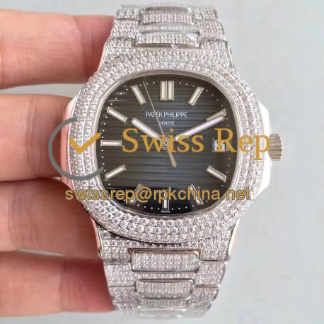 Replica Patek Philippe Nautilus Jumbo 5719/10G-010 MK Stainless Steel & Diamonds Blue Dial Swiss 324SC