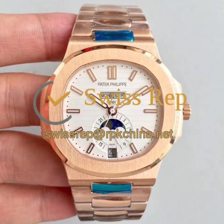 Replica Patek Philippe Nautilus 5726/1A N Rose Gold White Dial Swiss 324 S QA LU 24H/303