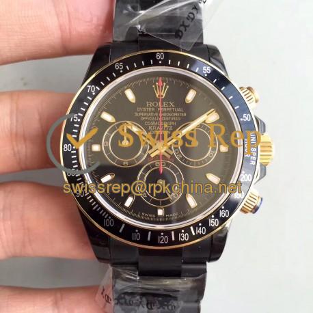 Replica Rolex Daytona Cosmograph Kravitz Design LK 01 RL Ceramic Black Dial Swiss 4130 Run 6@SEC