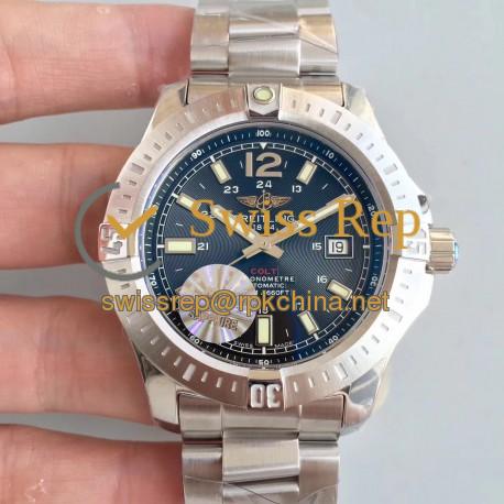 Replica Breitling Colt Automatic 44MM A1738811-BD44-173A GF Stainless Steel Black Dial Swiss 2824-2