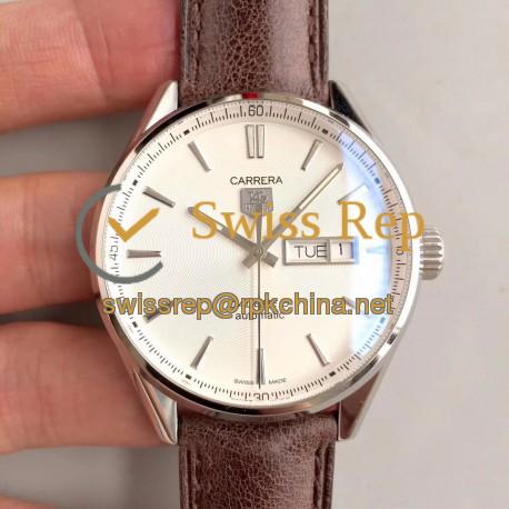 Replica Tag Heuer Carrera Calibre 5 Day-Date 41MM WAR201B.FC6291 HBB V6 Stainless Steel White Dial Swiss Calibre 5