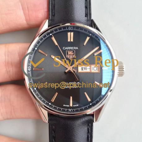 Replica Tag Heuer Carrera Calibre 5 Day-Date 41MM WAR201C.FC6266 HBB V6 Stainless Steel Black Dial Swiss Calibre 5