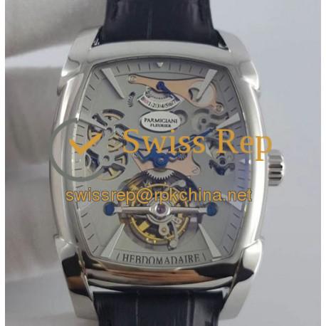 Replica Parmigiani Fleurier Kalpa XL Tourbillon Chiaroscuro PF012512-01 BM Stainless Steel Grey Skeleton Dial Swiss PF501