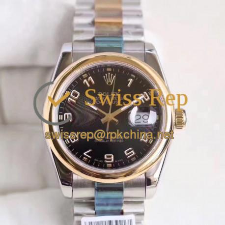 Replica Rolex Datejust 36 116203 36MM N Stainless Steel & Yellow Gold Black Dial Swiss 2836-2