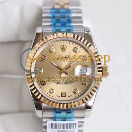 Replica Rolex Datejust 36 116233 36MM N Stainless Steel & Yellow Gold Champagne Dial Swiss 2836-2