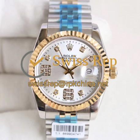 Replica Rolex Datejust 36 116233 36MM N Stainless Steel & Yellow Gold Rhodium & Diamonds Dial Swiss 2836-2