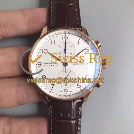 Replica IWC Portugieser Chronograph IW371480 ZF Rose Gold White Dial Swiss 7750