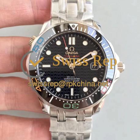 Replica Omega Seamaster Diver 300M Olympic Games Rio 2016 522.30.41.20.01.001 JH Stainless Steel Black Dial Swiss 2824-2