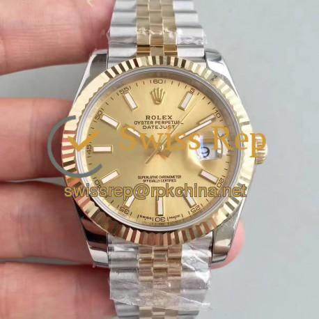 Replica Rolex Datejust II 116333 41MM EW Stainless Steel & Yellow Gold Champagne Dial Swiss 3136