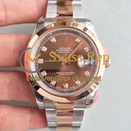 Replica Rolex Datejust II 116333 41MM EW Stainless Steel & Rose Gold Chocolate Dial Swiss 3136