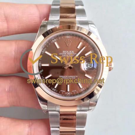 Replica Rolex Datejust II 116333 41MM EW Stainless Steel & Rose Gold Chocolate Dial Swiss 3136