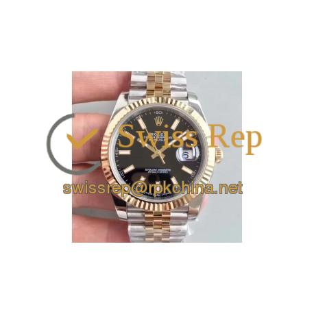 Replica Rolex Datejust II 116333 41MM EW Stainless Steel & Yellow Gold Black Dial Swiss 3136