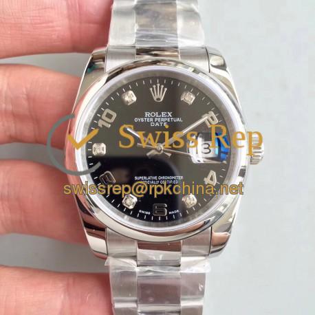 Replica Rolex Datejust 36MM 116234 MIT Stainless Steel 904L Black Dial Swiss 3135