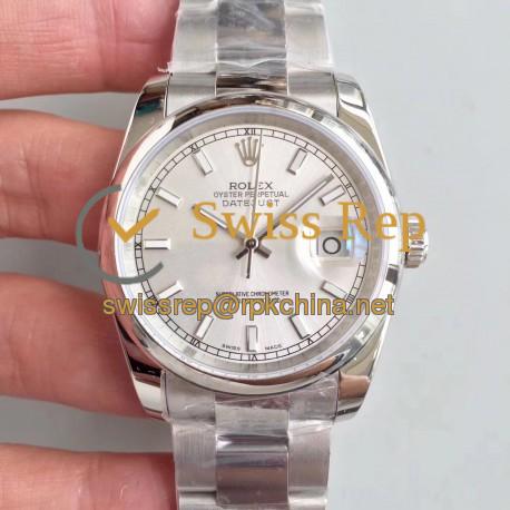 Replica Rolex Datejust 36MM 116234 MIT Stainless Steel 904L Rhodium Dial Swiss 3135