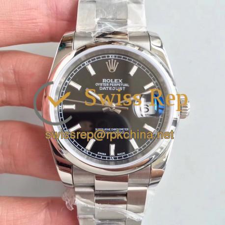 Replica Rolex Datejust 36MM 116234 MIT Stainless Steel 904L Black Dial Swiss 3135