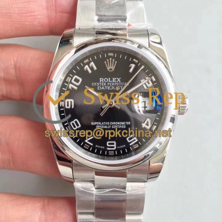 Replica Rolex Datejust 36MM 116234 MIT Stainless Steel 904L Black Dial Swiss 3135