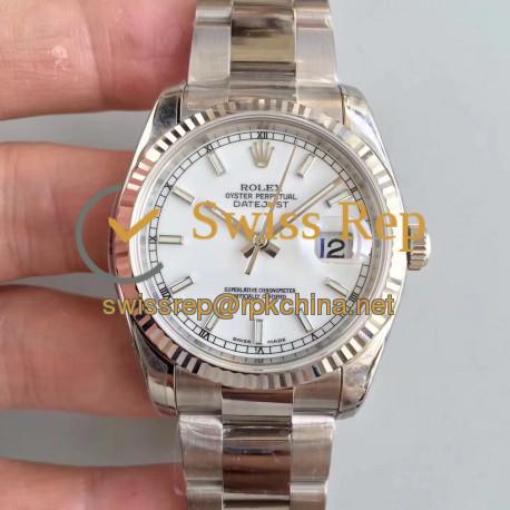 Replica Rolex Datejust 36MM 116234 AR Stainless Steel 904L White Dial Swiss 3135