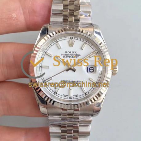 Replica Rolex Datejust 36MM 116234 AR Stainless Steel 904L White Dial Swiss 3135