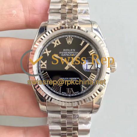 Replica Rolex Datejust 36MM 116234 AR Stainless Steel 904L Black Dial Swiss 3135