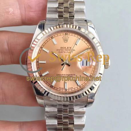 Replica Rolex Datejust 36MM 116234 AR Stainless Steel 904L Rose Gold Dial Swiss 3135