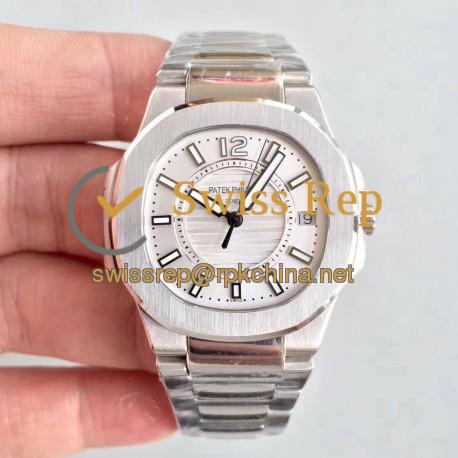 Replica Patek Philippe Nautilus Ladies 7011/1G-001 JJ Stainless Steel Silver Dial Swiss Quartz E23-250 S C