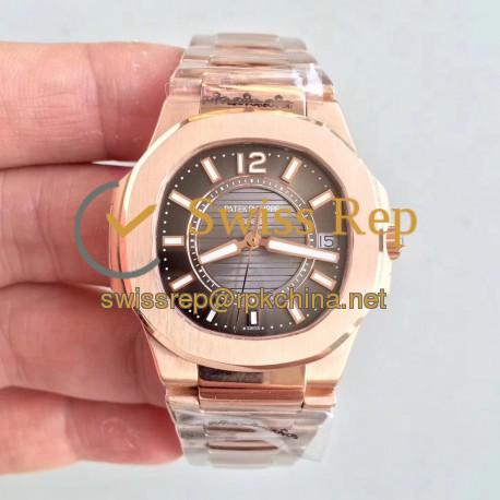 Replica Patek Philippe Nautilus Ladies 7011-1R JJ Rose Gold Brown Dial Swiss Quartz E23-250 S C