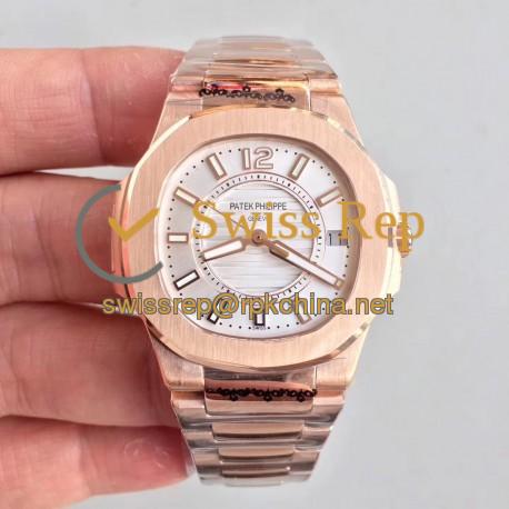 Replica Patek Philippe Nautilus Ladies 7011/1R-001 JJ Rose Gold Silver Dial Swiss Quartz E23-250 S C