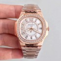 Replica Patek Philippe Nautilus Ladies 7010/1R-011 JJ Rose Gold & Diamonds Silver Dial Swiss Quartz E23-250 S C