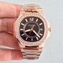 Replica Patek Philippe Nautilus Ladies 7010/1R-010 JJ Rose Gold & Diamonds Black Dial Swiss Quartz E23-250 S C