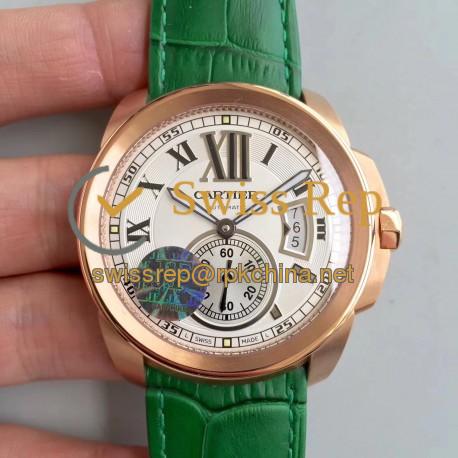 Replica Calibre De Cartier W7100009 42MM JF Rose Gold White Dial M8205