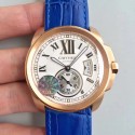 Replica Calibre De Cartier W7100009 42MM JF Rose Gold White Dial M8205