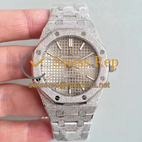 Replica Audemars Piguet Royal Oak Frosted Gold 37MM 15454 JH Stainless Steel Grey Dial Swiss 3120