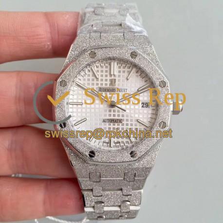 Replica Audemars Piguet Royal Oak Frosted Gold 37MM 15454 JH Stainless Steel Silver Dial Swiss 3120