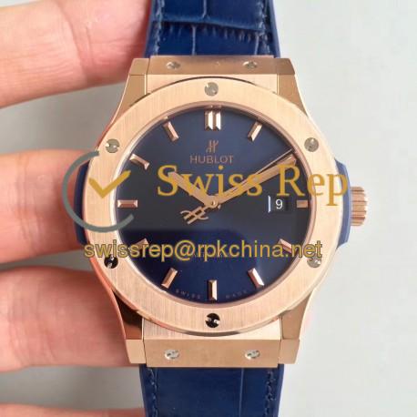 Replica Hublot Classic Fusion Blue King Gold 511.OX.7180.LR JJ Rose Gold Blue Dial Swiss HUB1112