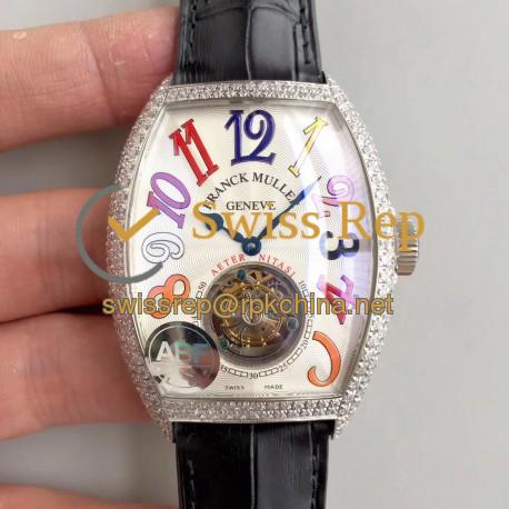 Replica Franck Muller Crazy Color Dreams Tourbillon 8880 ABF Stainless Steel & Diamonds White Dial Swiss Tourbillon