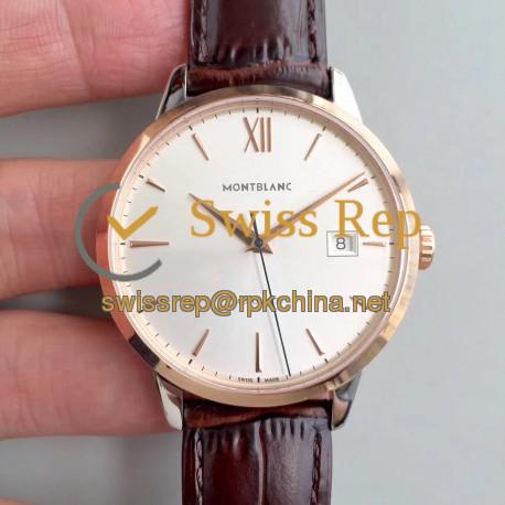 Replica Montblanc Heritage Spirit Date Automatic 111624 ER Stainless Steel & Rose Gold Silver Dial Swiss MB 24.17