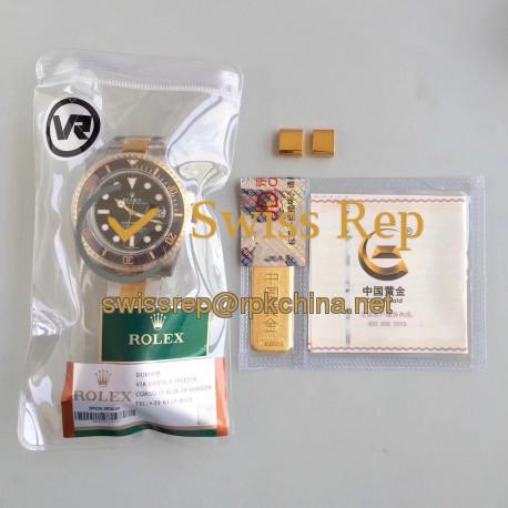 Replica Rolex Submariner Date 116613LN VR 18K Yellow Gold Wrapped & Stainless Steel Black Dial Swiss 2836-2