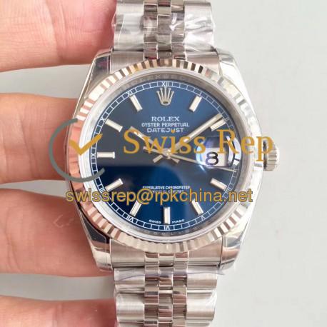 Replica Rolex Datejust 36MM 116234 AR Stainless Steel 904L Blue Dial Swiss 3135