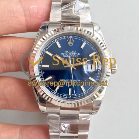 Replica Rolex Datejust 36MM 116234 AR Stainless Steel 904L Blue Dial Swiss 3135