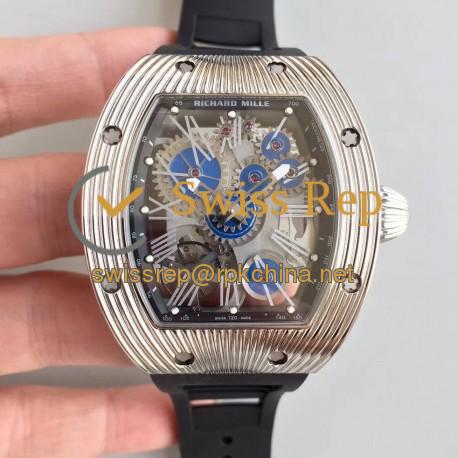 Replica Richard Mille RM018 Tourbillon Hommage A Boucheron N Stainless Steel Blue Skeleton Dial M6T51