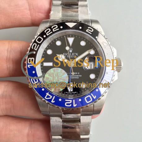 Replica Rolex GMT-Master II 116710BLNR JF Stainless Steel Black Dial Swiss 2836-2