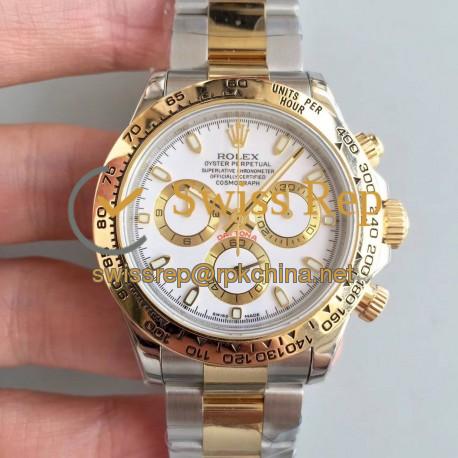 Replica Rolex Daytona Cosmograph 116503 3A 18K Yellow Gold Wrapped & Stainless Steel 904L White Dial Swiss 7750 Run 6@SEC