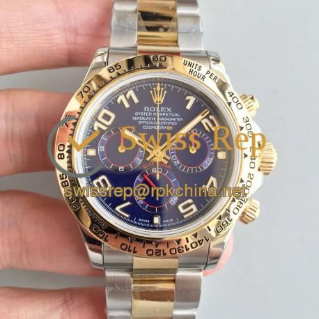 Replica Rolex Daytona Cosmograph 116503 3A 18K Yellow Gold Wrapped & Stainless Steel 904L Blue Dial Swiss 7750 Run 6@SEC